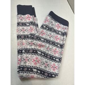 Victoria's Secret Pants Womens Pink Thermal Snowflake‎ Sleepwear Pajama Sz Small
